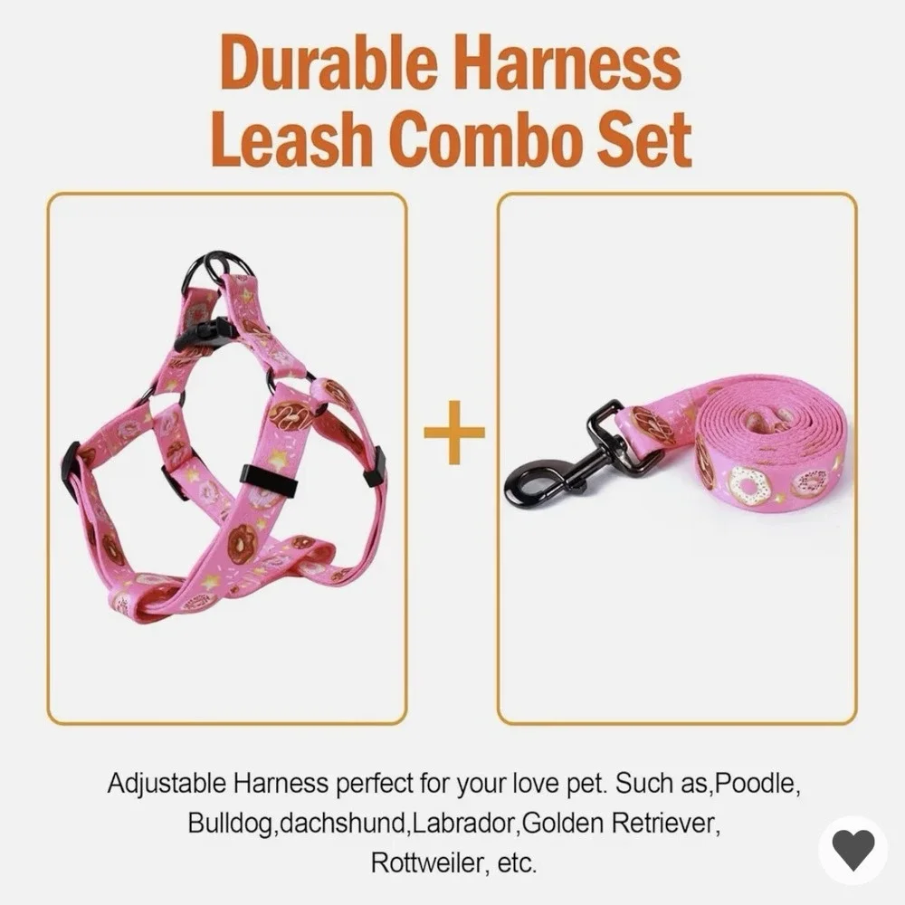 Dog Harness Leash Set Adjustable Heavy Duty No Pull Size L ( 22